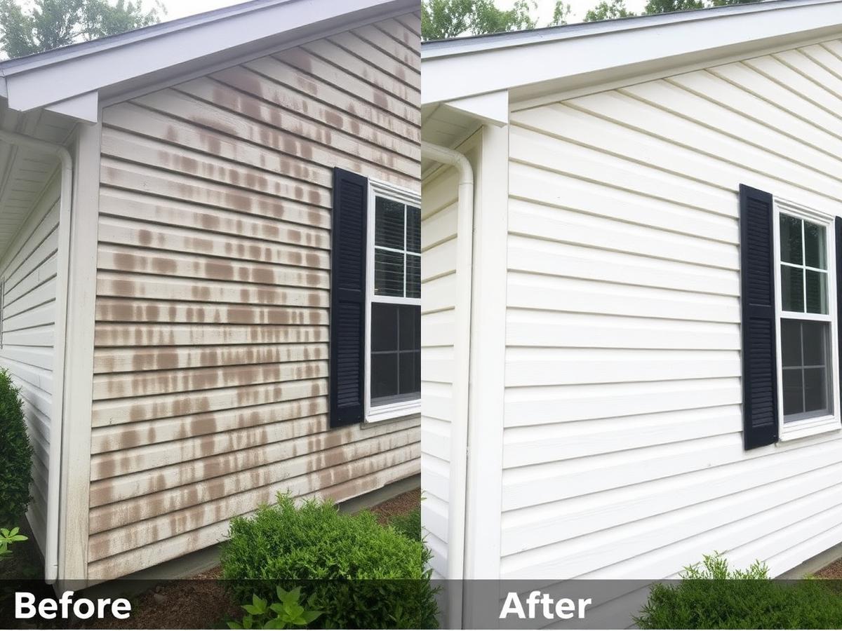 Before and after house washing